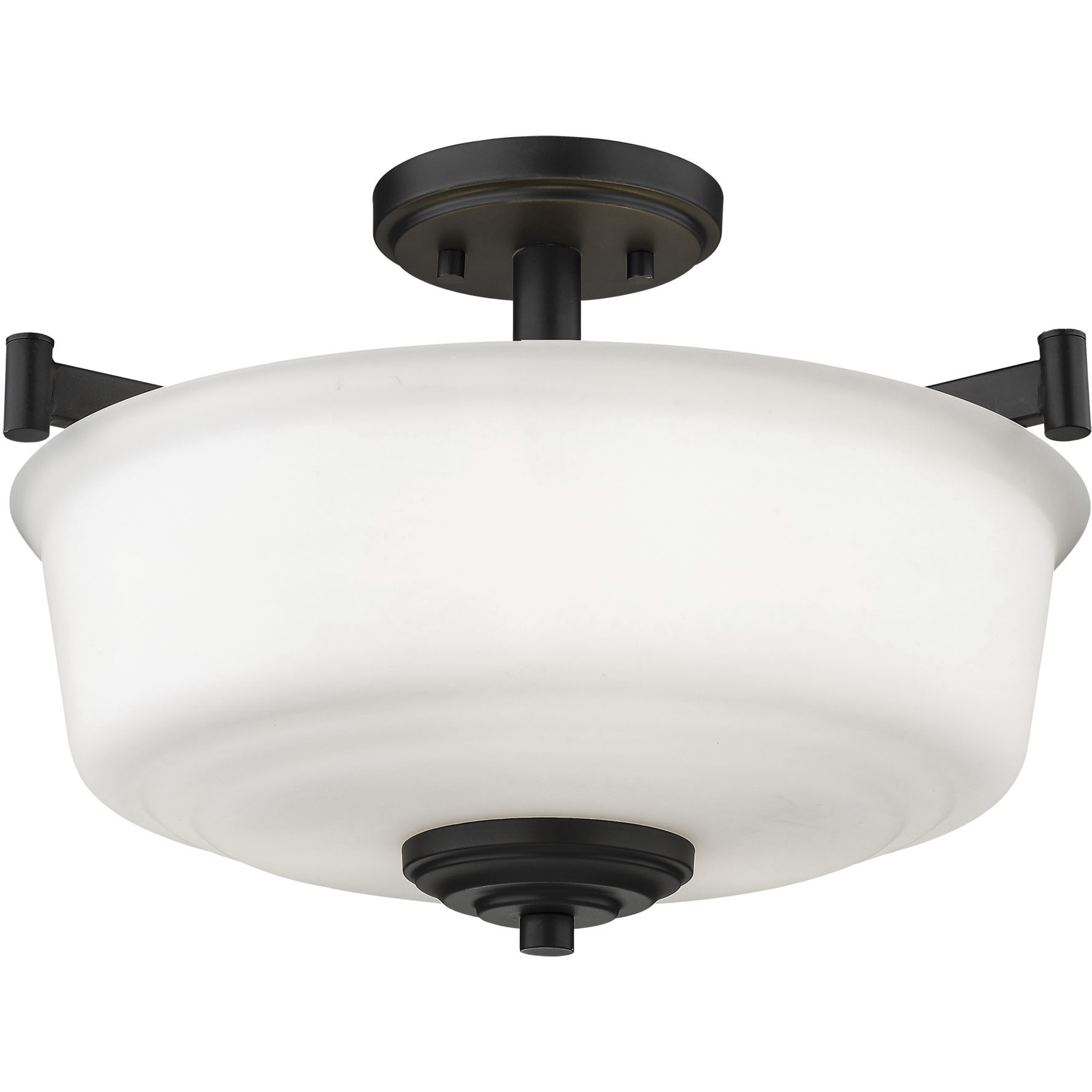 Burbank 3 Light 17 inch Matte Black Indoor Semi-Flush Ceiling Light